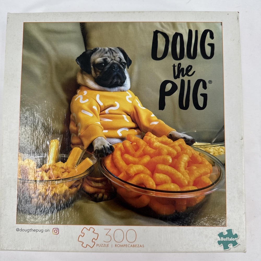 Buffalo Games Puzzle Doug The‎ Pug as Cheesy Doug 300 Large Piece Jigsaw Puzzle